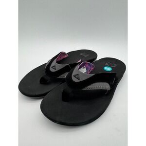 Reef Fanning Flip Flops Black Women's US 10 Bottle Opener Thong Sandals